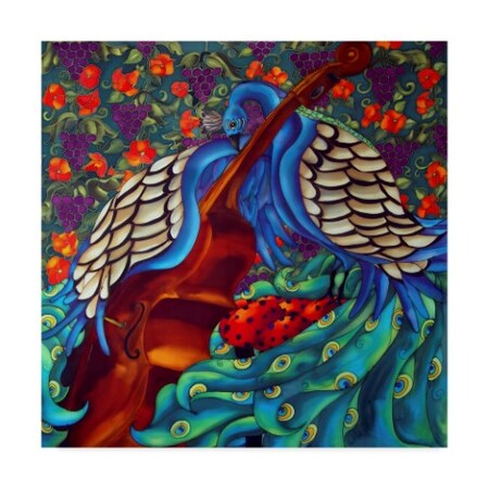 Holly Carr 'Peacock And Cello' Canvas Art,14x14